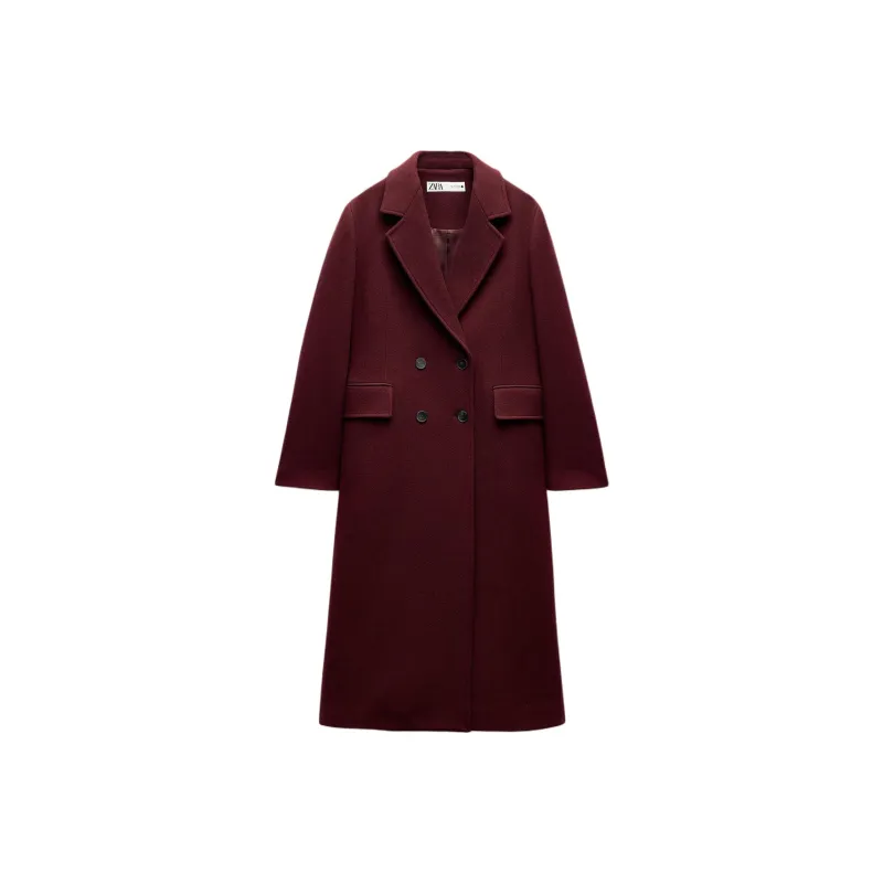 ZARA ZW Series Coats Women's Burgundy-0
