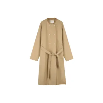 SOLIGHTER Trench Coat Women's Yellow Khaki