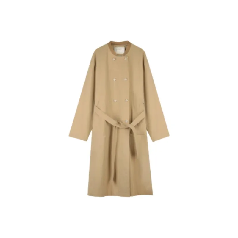 SOLIGHTER Trench Coat Women's Yellow Khaki-0