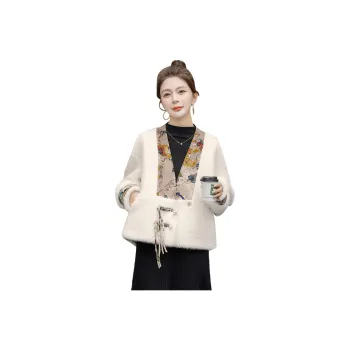 Cypress House Velvet-feel Coat Women's Ecru