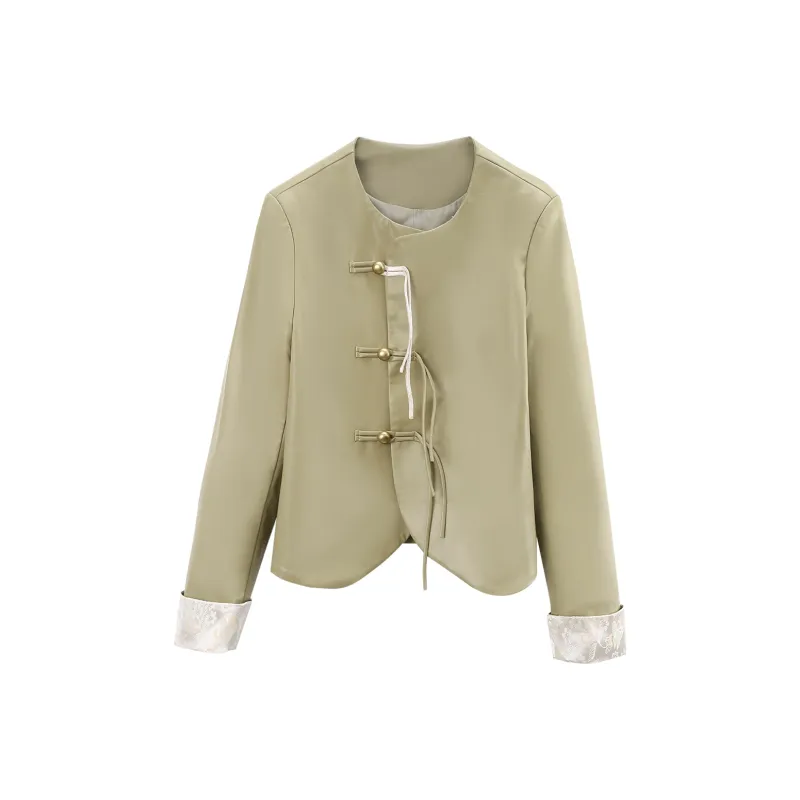 A Paradise For Awakening Leather Jacket Women's Green-0