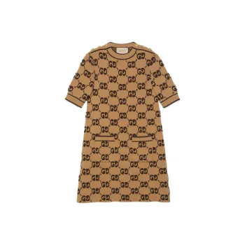 GUCCI Gg Jacquard Crewneck Knit Dress