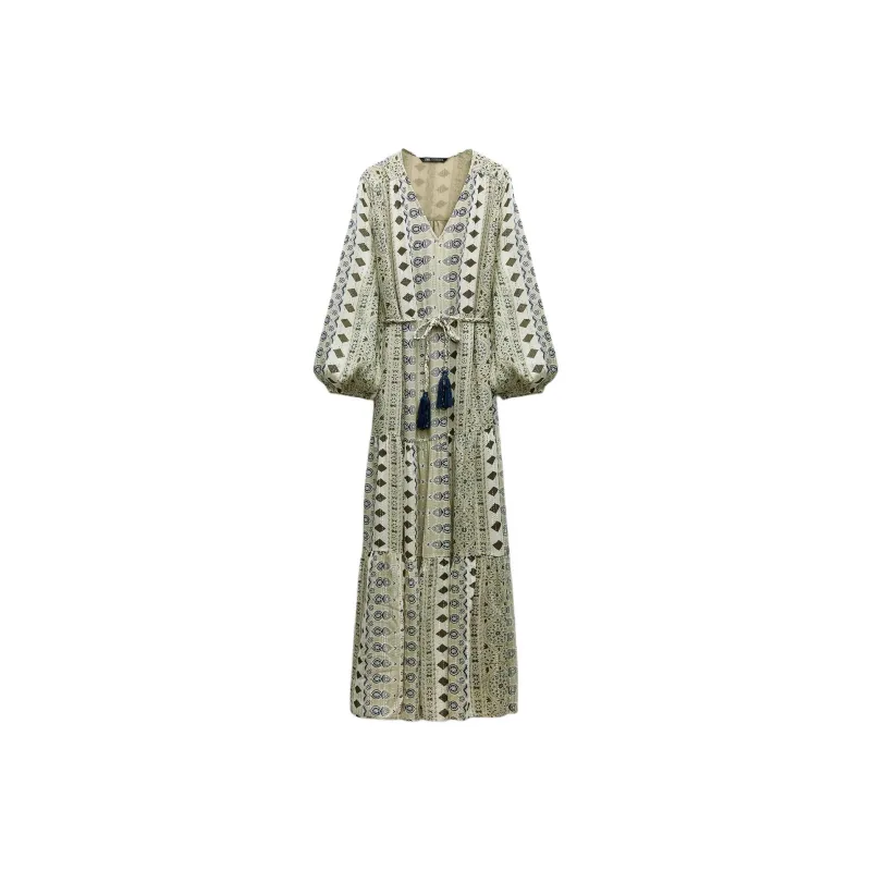 ZARA Long Sleeved Dresses Women's Green-0