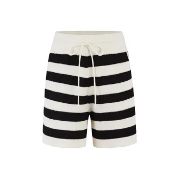 MO&CO Casual Shorts Women's Black White Stripes