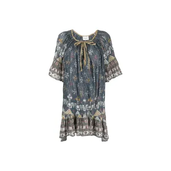 ISABEL MARANT ETOILE Geometric Printed Ruffled Hem Mini Dress