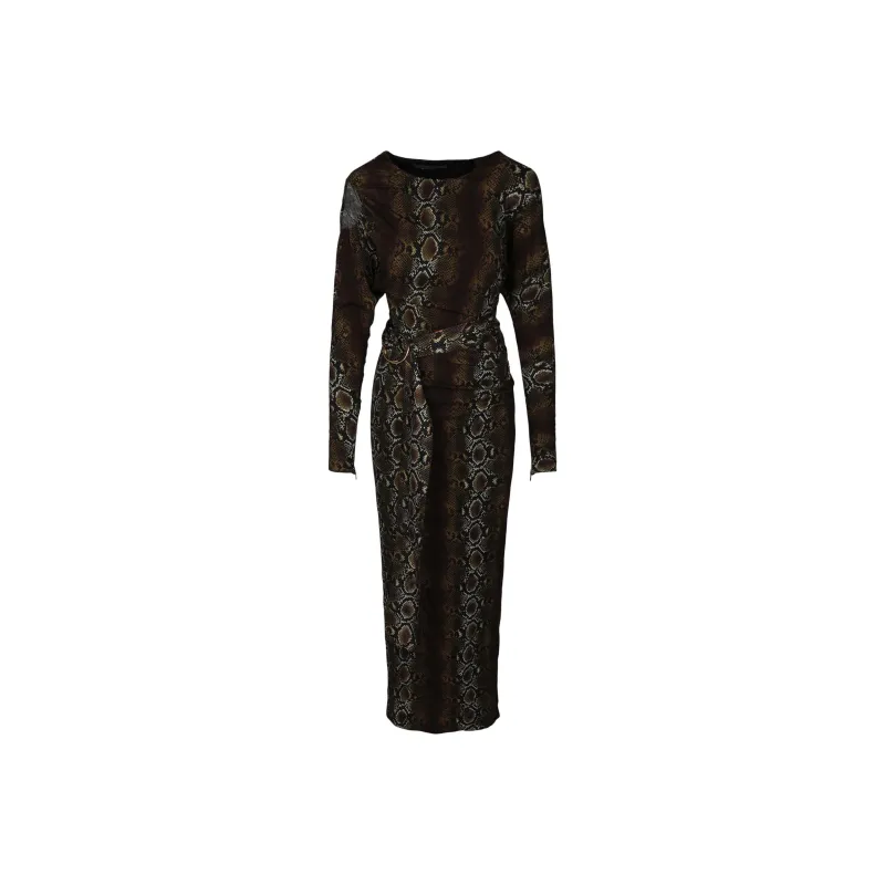 VERSACE Snake Printed Long Sleeve Dress 'Multicolor'-0