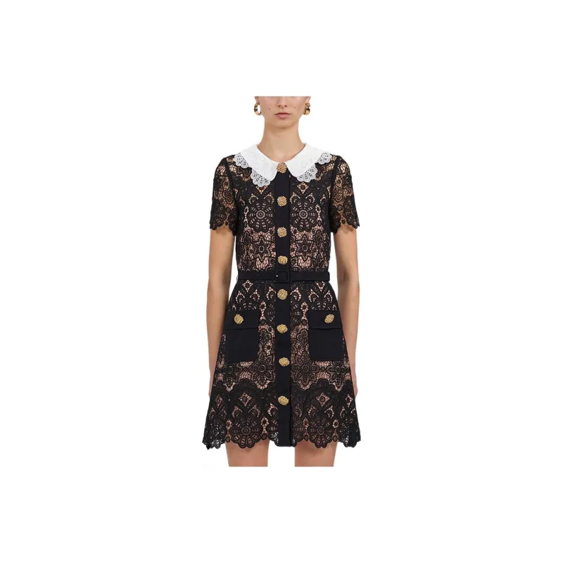 Self portrait Short Sleeved Dress Women's Black-0