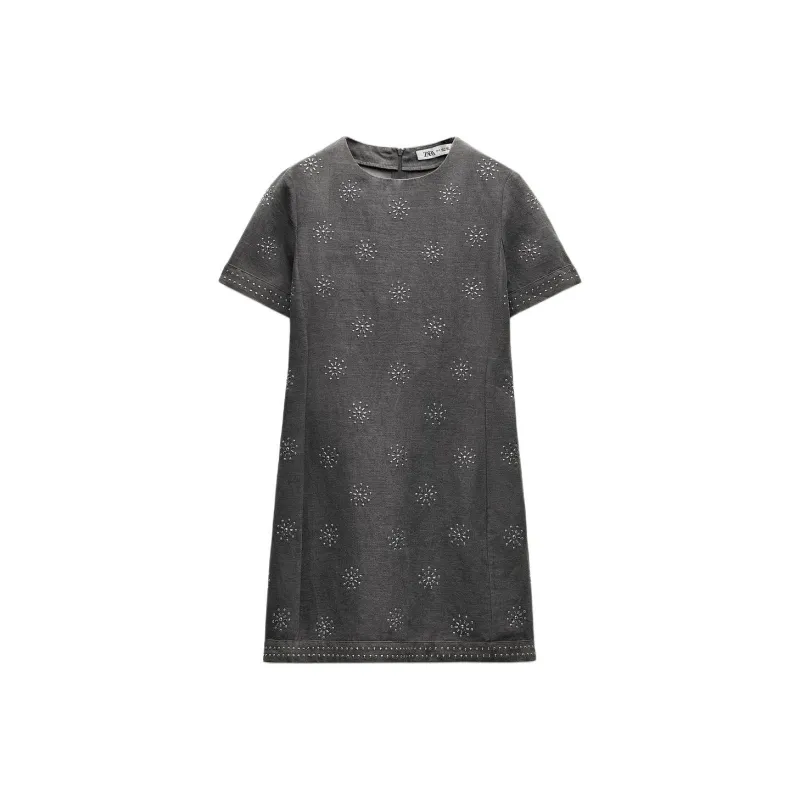 ZARA ZW Series Short Sleeved Dress Women's Gray-0