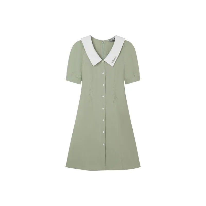 Teenie Weenie Short Sleeved Dress Women's Light Green-0