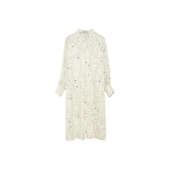 BLUEerror Long-Sleeved Dresses Women's White Base With Black Stripes