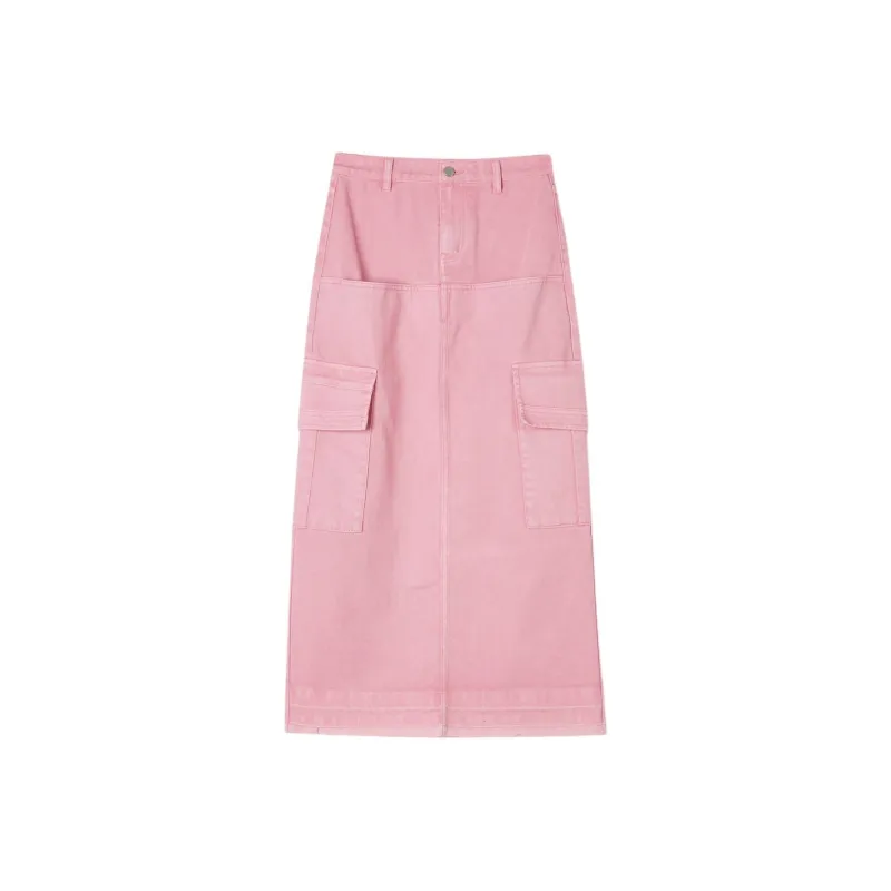 CoLove Denim Long Skirts Women's Light Pink-0