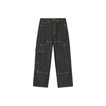 GANNI Fluffy Panelled Wide Leg Jeans