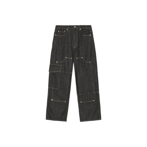 GANNI Fluffy Panelled Wide Leg Jeans