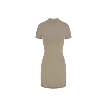 SKIMS SS24 Summer Collection OUTDOOR MOCK NECK MINI DRESS Short-Sleeved Dresses Women's TAUPE/Taupe