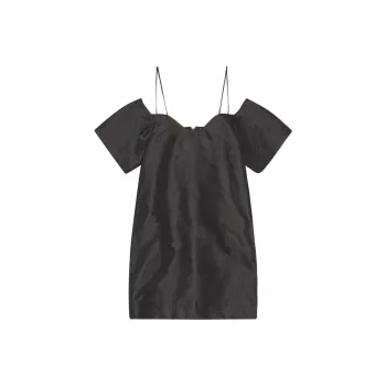 GANNI Beaded Taffeta Mini Dress 'Black'