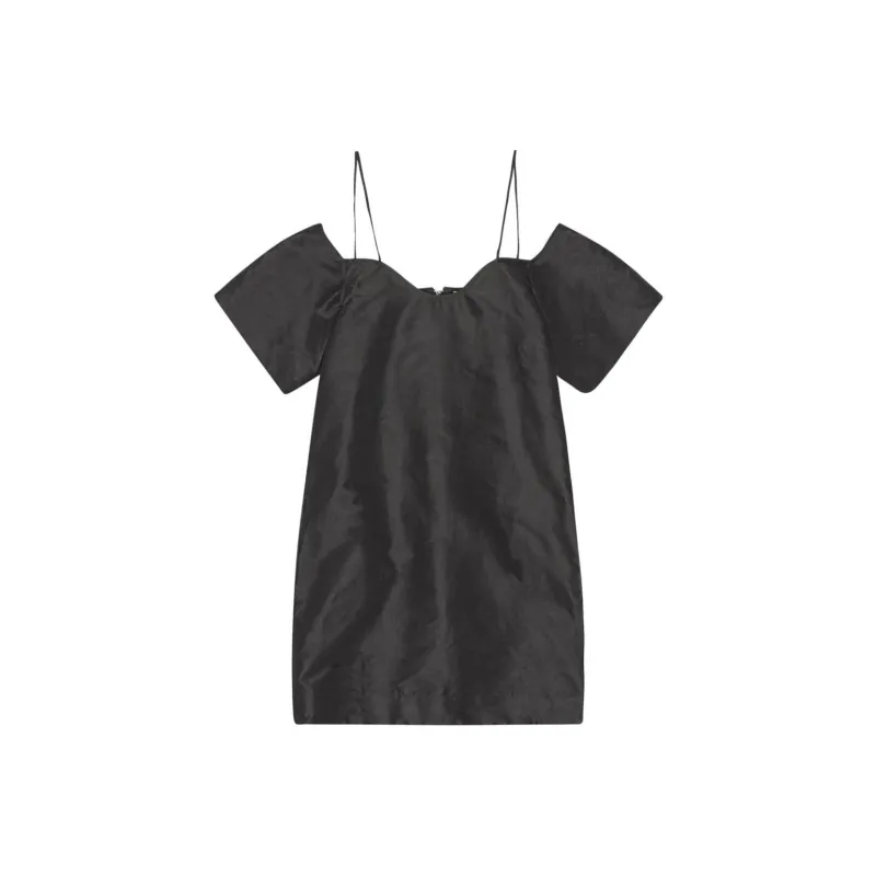 GANNI Beaded Taffeta Mini Dress 'Black'-0