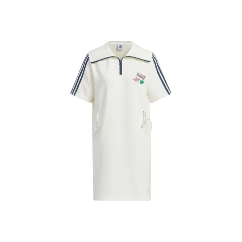 Adidas Originals HOLIDAY PLAY KNIT DRESS Short Sleeved Dresses Women's Jade White