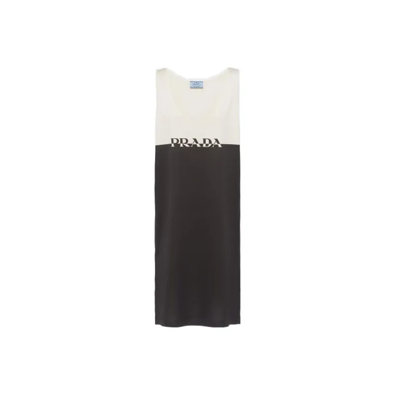 PRADA Sleeveless Dress Women's Black White-0