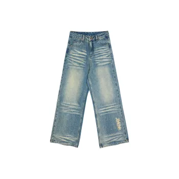 LALABOBO Jeans Unisex Dark Blue White