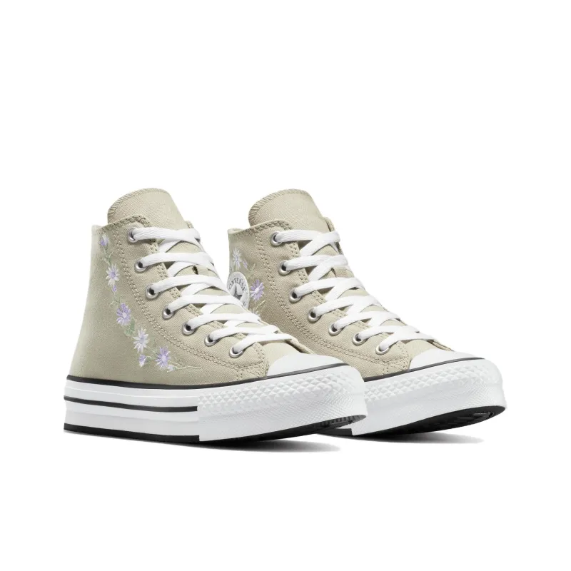 Converse Chuck Taylor All Star Lift Anti Slip Wear Resistant High Top Canvas Shoes Women's Gray Green-2