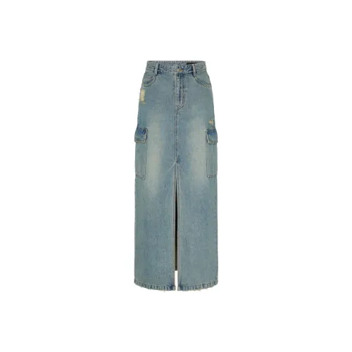 MOCO Denim Long Skirts Women's Blue