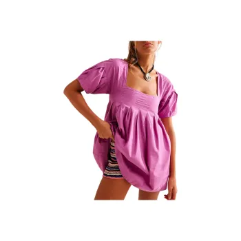 FREE PEOPLE Miss Me Mini Short-Sleeved Dresses Women's Spring Bud