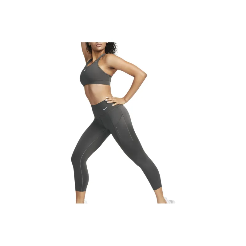 Nike Firm-Support Mid-Rise Cropped Leggings With Pockets Leggings Women's Medium Gray-0