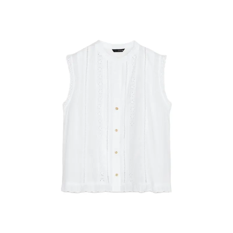 ZARA Tank Tops Women's White-0