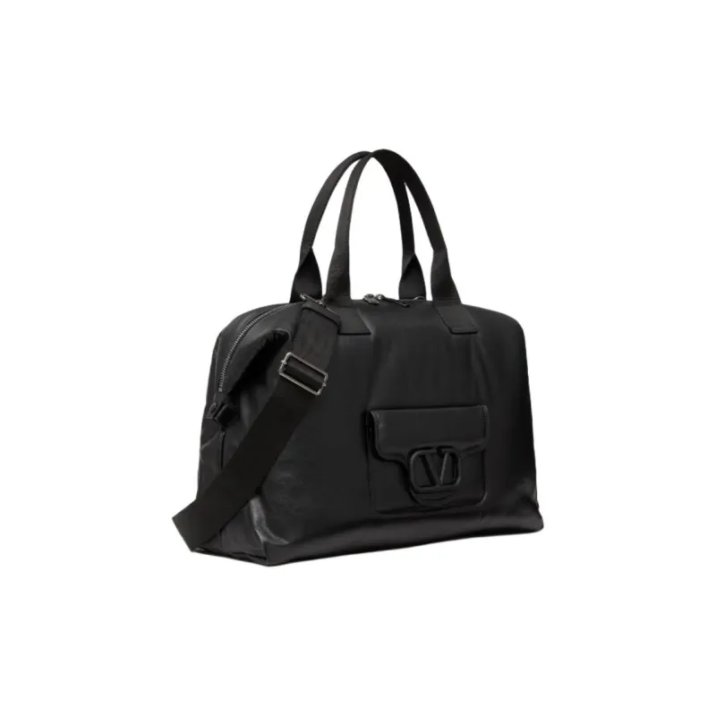 Valentino Cow Leather Travel Bag Unisex Black-1