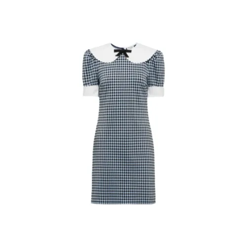 MIU MIU Short-Sleeved Raffiaes Women's Light Blue