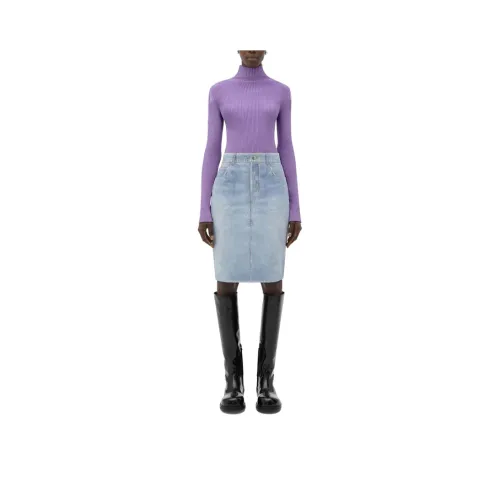 Bottega Veneta SS23 Denim Long Skirts Women's Light Blue