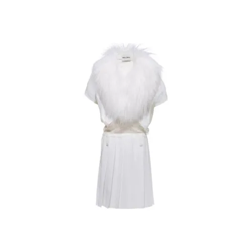 MIU MIU Short Sleeved Raffia Women's White