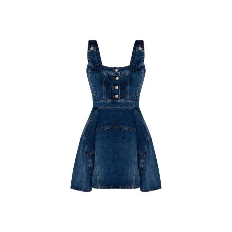 Alexander McQueen SS22 Sleeveless Dress Women's Blue-0