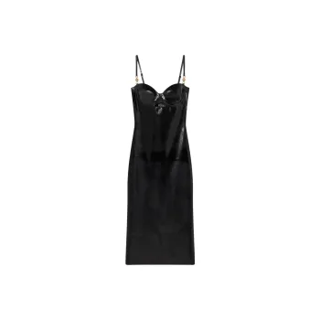 VERSACE Medusa Latex Midi Dress 'Black'