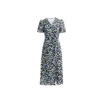 Mapping Short-Sleeved Dresses Women's Blue Flower