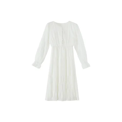IQC Long Sleeved Dresses Women's Ecru