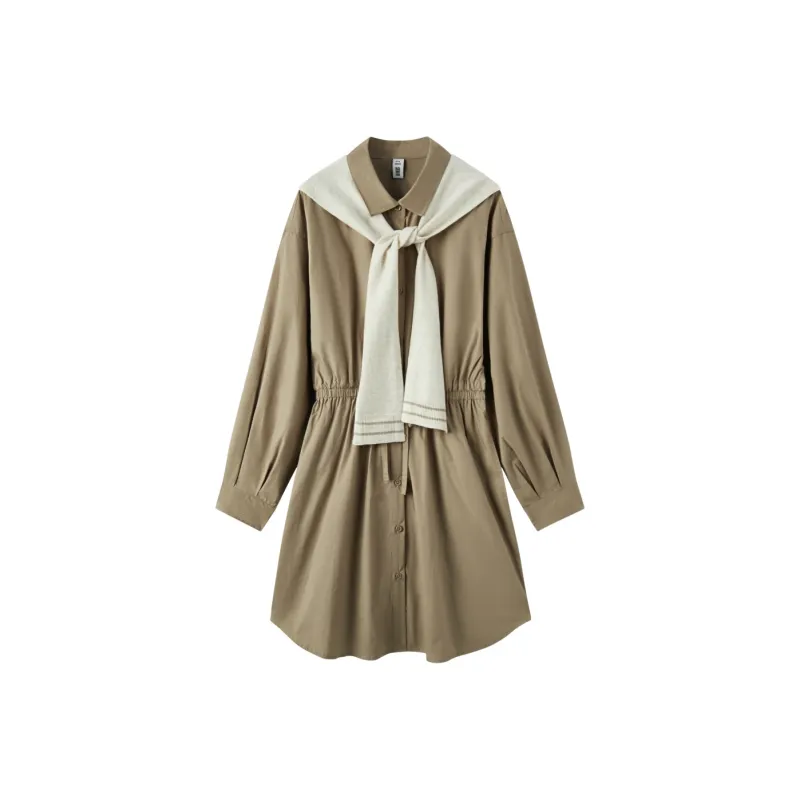 SEM/R Long Sleeved Dress Women's Coffee Tone-0