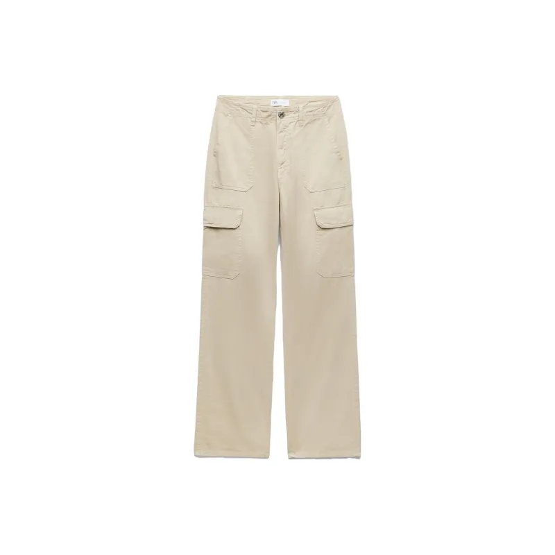 ZARA Cargo Pants Women's Dark Brown Yellow-0