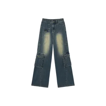 MEETLADY Jeans Women's Washed Denim Blue