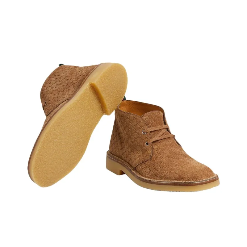 GUCCI Web Ankle Boots Men's Brown-5
