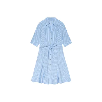 DKNY Short Sleeved Dress Women's Blue Stripes Pattern