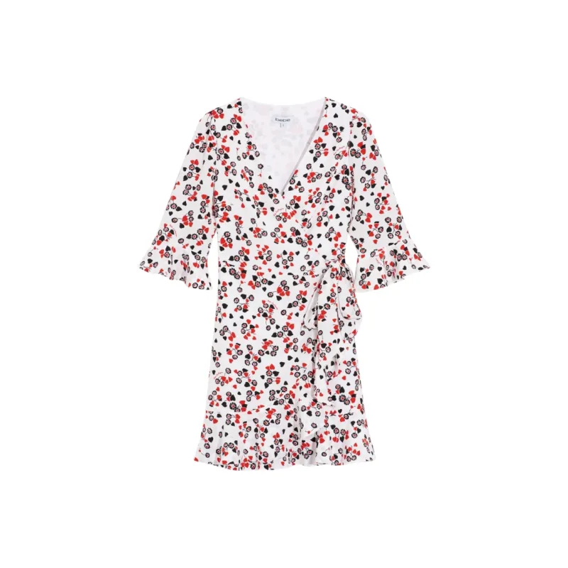 Bebe Short Sleeved Dresses Women's Red White Black-0