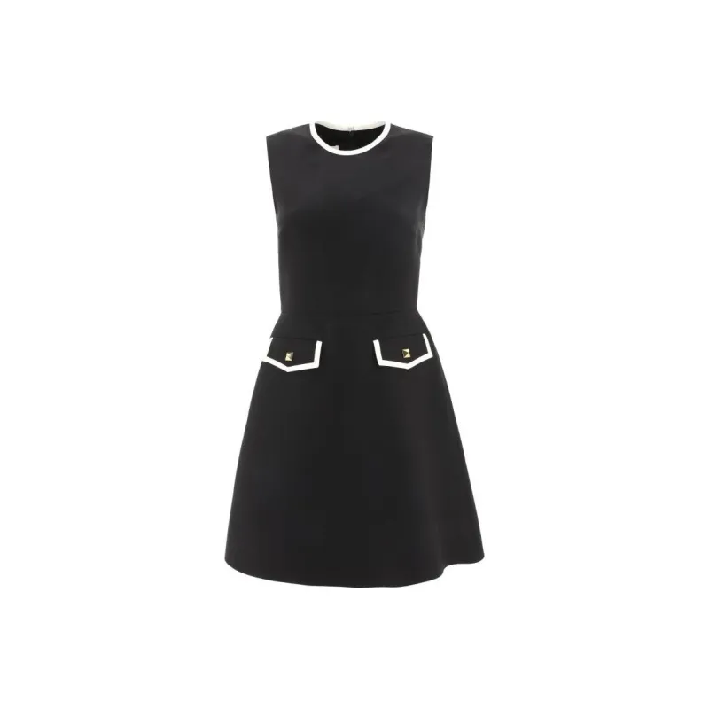 Valentino Stud Detailed Crewneck Sleeveless Dress-0
