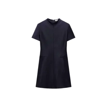 ZARA ZW Series Short Sleeved Dresses Women's Sea Blue