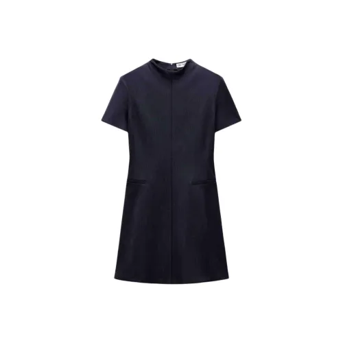 ZARA ZW Series Short Sleeved Dresses Women's Sea Blue