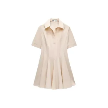 ZARA ZW Series Short-Sleeved Dresses Women's Raw White