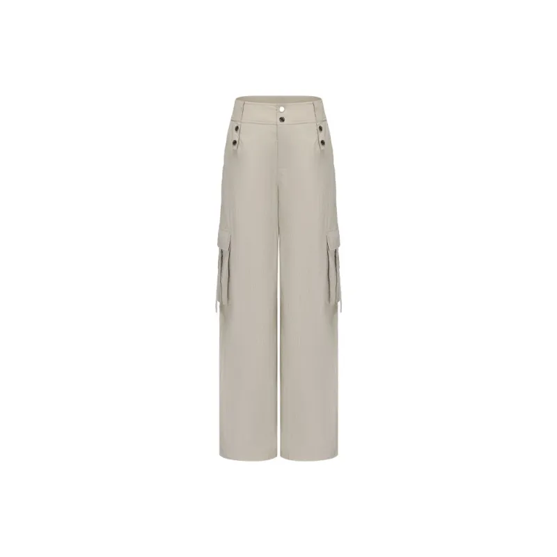 GIMING Casual Pants Women's Gray Yellow-0