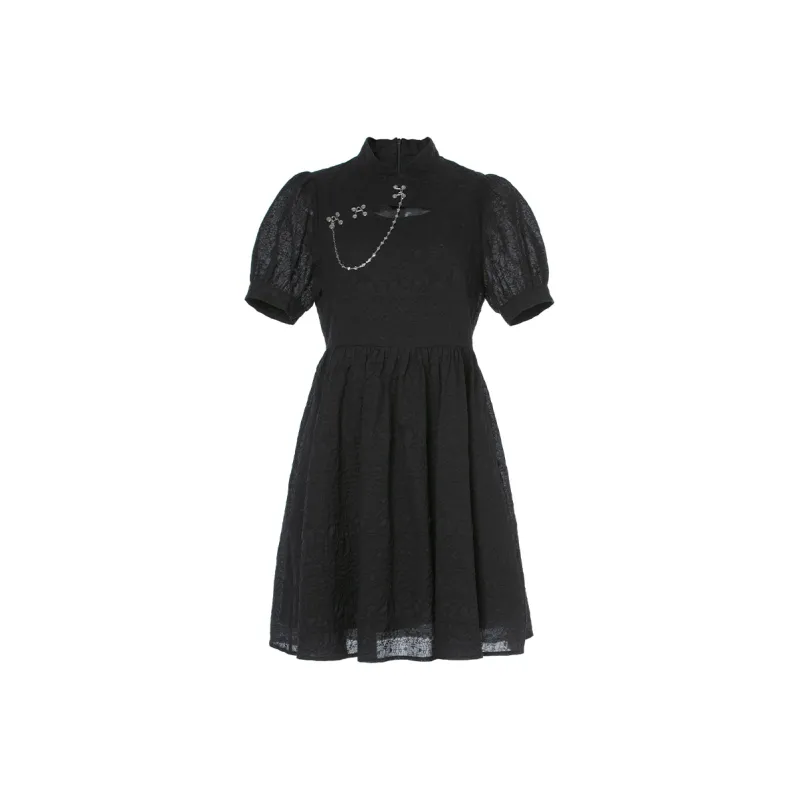 LOFT SHINE A Line Skirt Dress Black-0