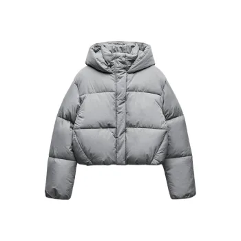 ZARA Puffer Jacket Women's Light Gray