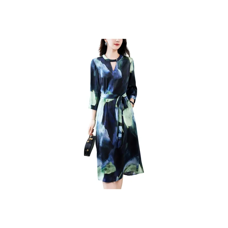 To The West Long Sleeved Dresses Women's Navy Blue-0
